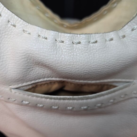 The Sak Genuine Leather Handbag Purse Ivory with Brown Straps - Picture 8 of 16